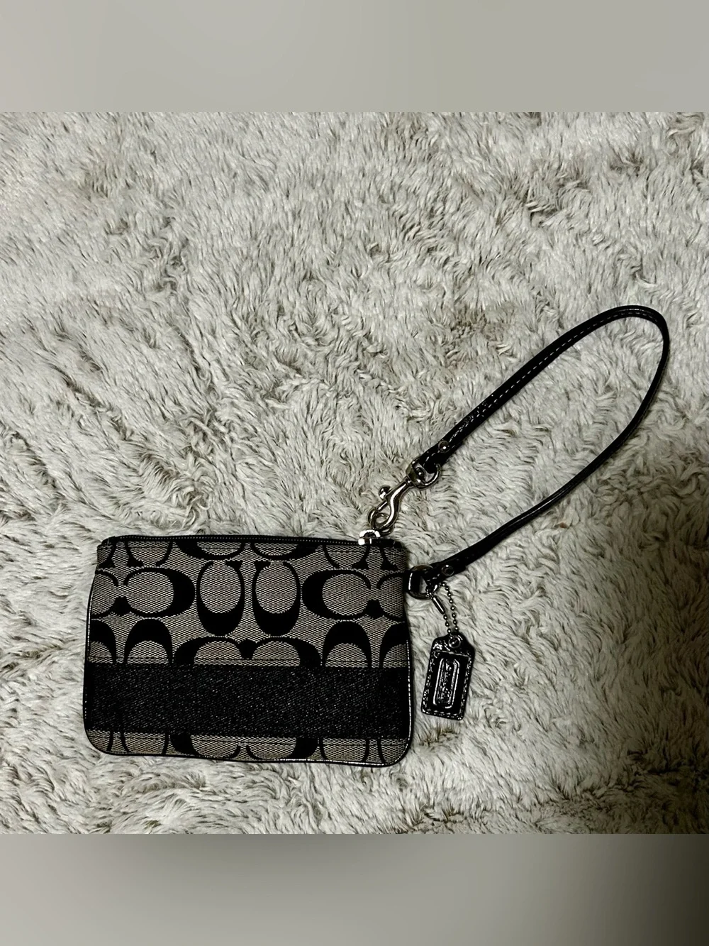 COACH Black Stripe Signature Jacquard Wristlet | Vintage Y2K | EUC